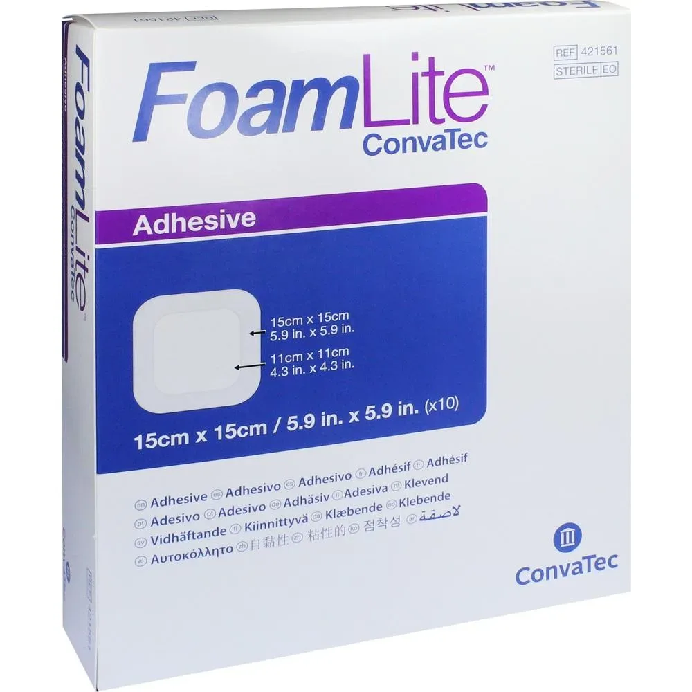 FOAM LITE ConvaTec adhäsiv PU-Schaumverb.15x15 cm 10 St Verband