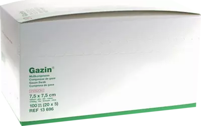 GAZIN Mullkomp.7,5x7,5 cm steril 12fach mittel 20X5 St Kompressen