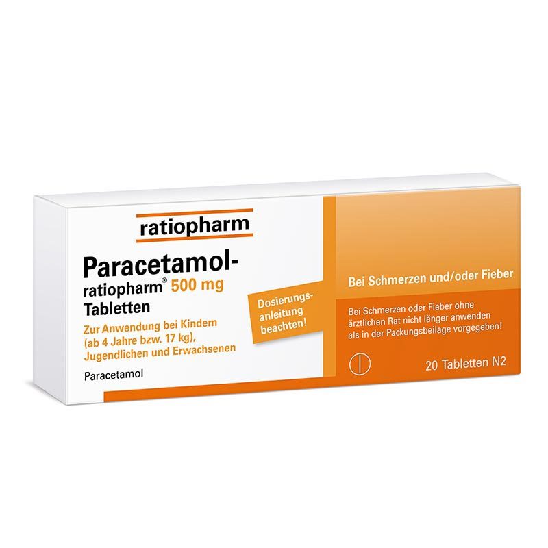 Paracetamol ratiopharm 500mg - bei Fieber 20 St Tabletten