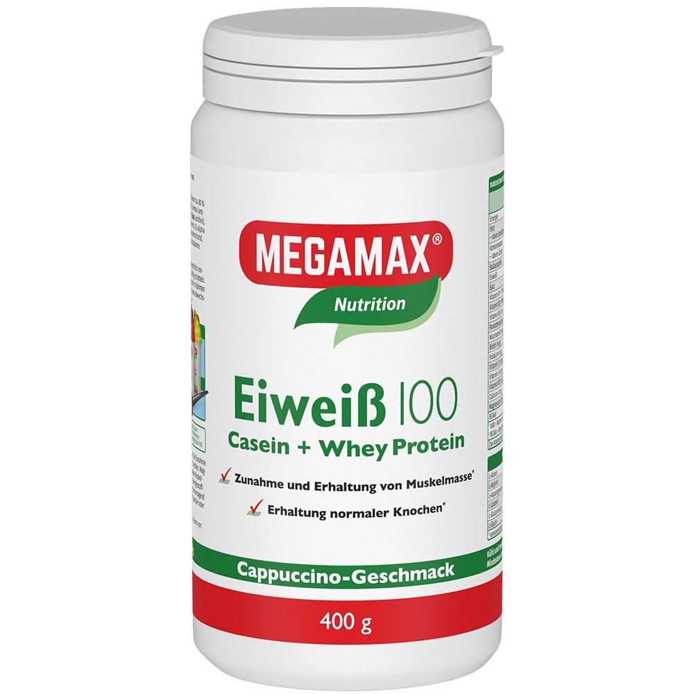 MEGAMAX Eiweiß 100 Casein + Whey Protein Cappucino 400 g Pulver