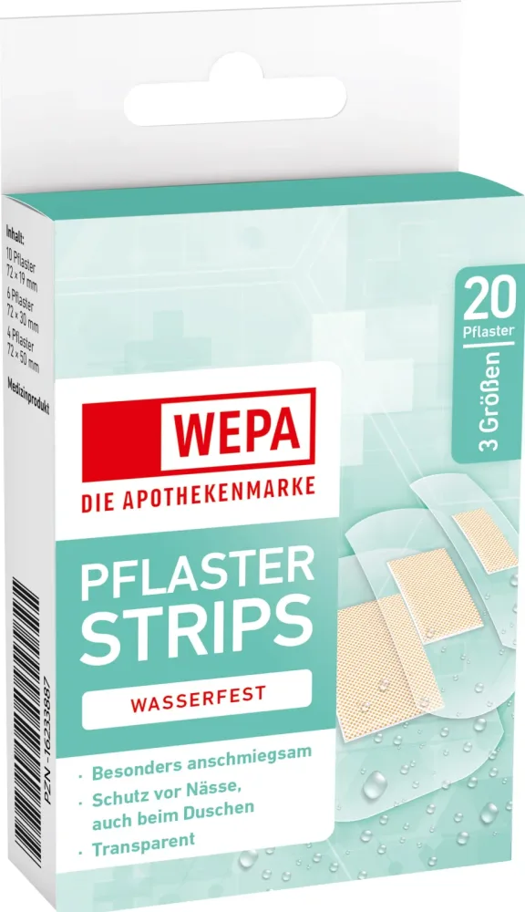 WEPA PFLASTER STRIPS WASSERFEST 3 Größen 20 St Pflaster