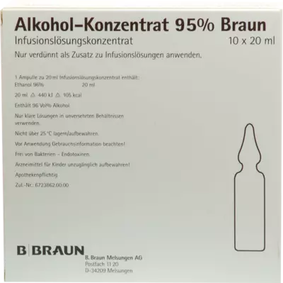 ALKOHOL 95% Infusionslösungskonzentrat 10X20 ml Infusionslösungskonzentrat