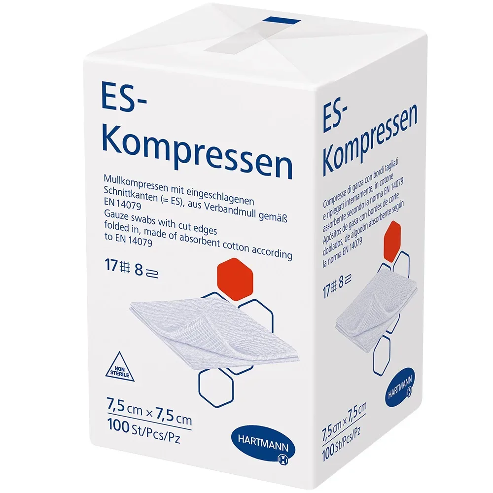 ES-KOMPRESSEN unsteril 7,5x7,5 cm 8fach 100 St Kompressen