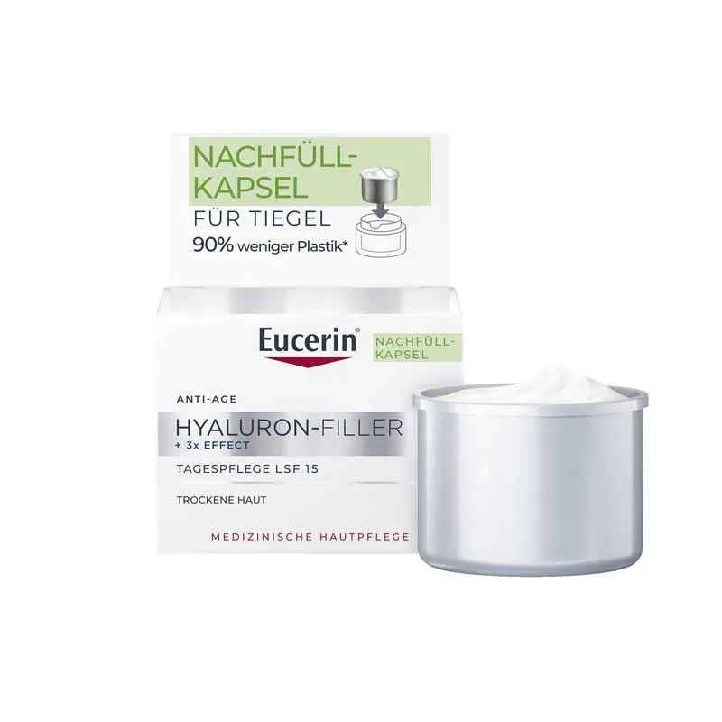 Eucerin HYALURON FILLER + 3x Effect Tag LSF 15 trockene Haut Nachfüllkapsel +20% sparen* 50 ml Creme