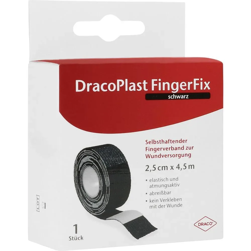 DracoPlast FingerFix schwarz Selbsthaftender Fingerverband 2,5cm x 4,5m 1 St Pflaster