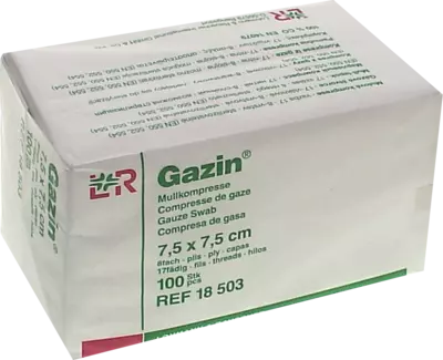 GAZIN Mullkomp.7,5x7,5 cm unsteril 8fach Op 100 St Kompressen