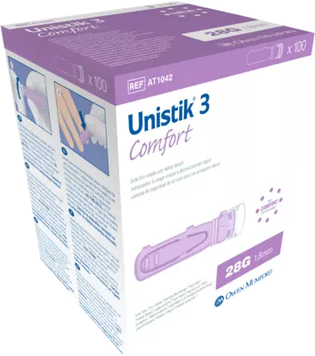 UNISTIK 3 Comfort 1,8 mm Eindr.Tiefe Stechhilfe 100 St Lanzetten
