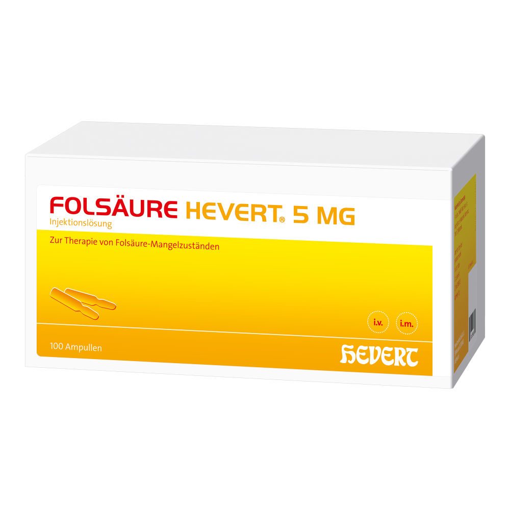 FOLSÄURE HEVERT 5 mg Ampullen 100X2 ml Ampullen