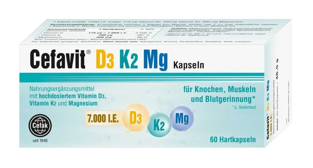 Cefavit D3 K2 Mg 7.000 I.E. 60 St Hartkapseln