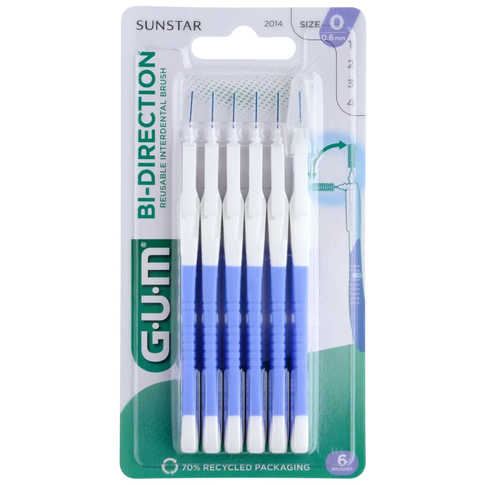 GUM BI-DIRECTION Interdentalbürsten 0,6 mm hellblau 6 St Zahnbürste