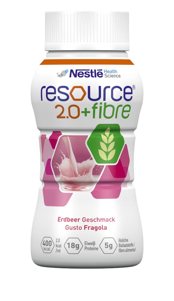 resource 2.0 + fibre Erdbeere 6X4X200 ml Flüssigkeit