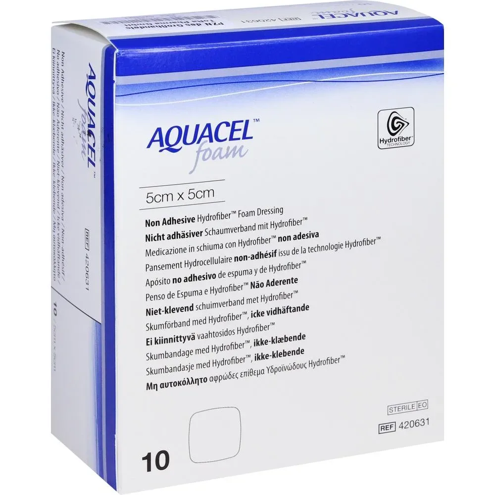 AQUACEL Foam nicht adhäsiv 5x5 cm Verband 10 St Verband
