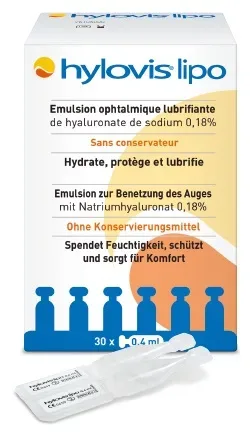 Hylovis lipo Benetzungsaugentropfen 30X0.4 ml Einzeldosispipetten