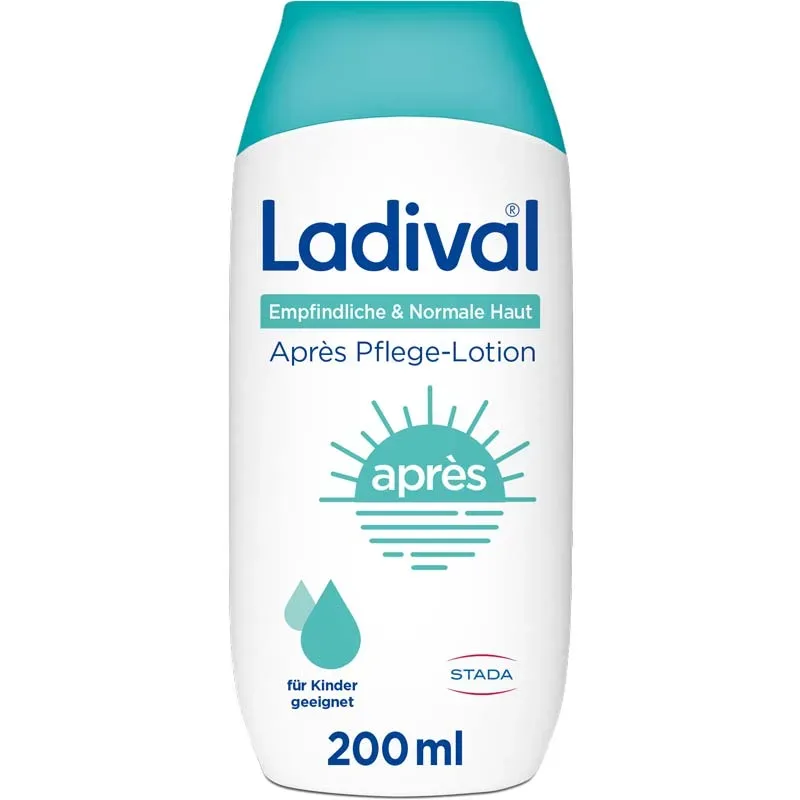 Ladival Empfindliche & Normale Haut Après Pflege-Lotion, After Sun Repair für Erwachsene & Kinder ab 6 Monaten geeignet, kühlt und pflegt nach der Sonne, spendet intensiv Feuchtigkeit, 200ml  