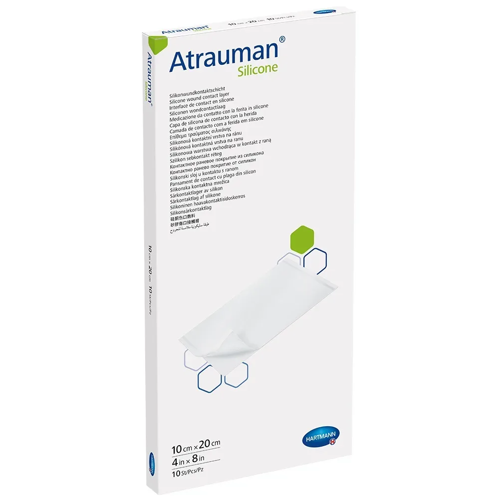 ATRAUMAN Silicone steril 10x20 cm Kompressen 10 St Kompressen