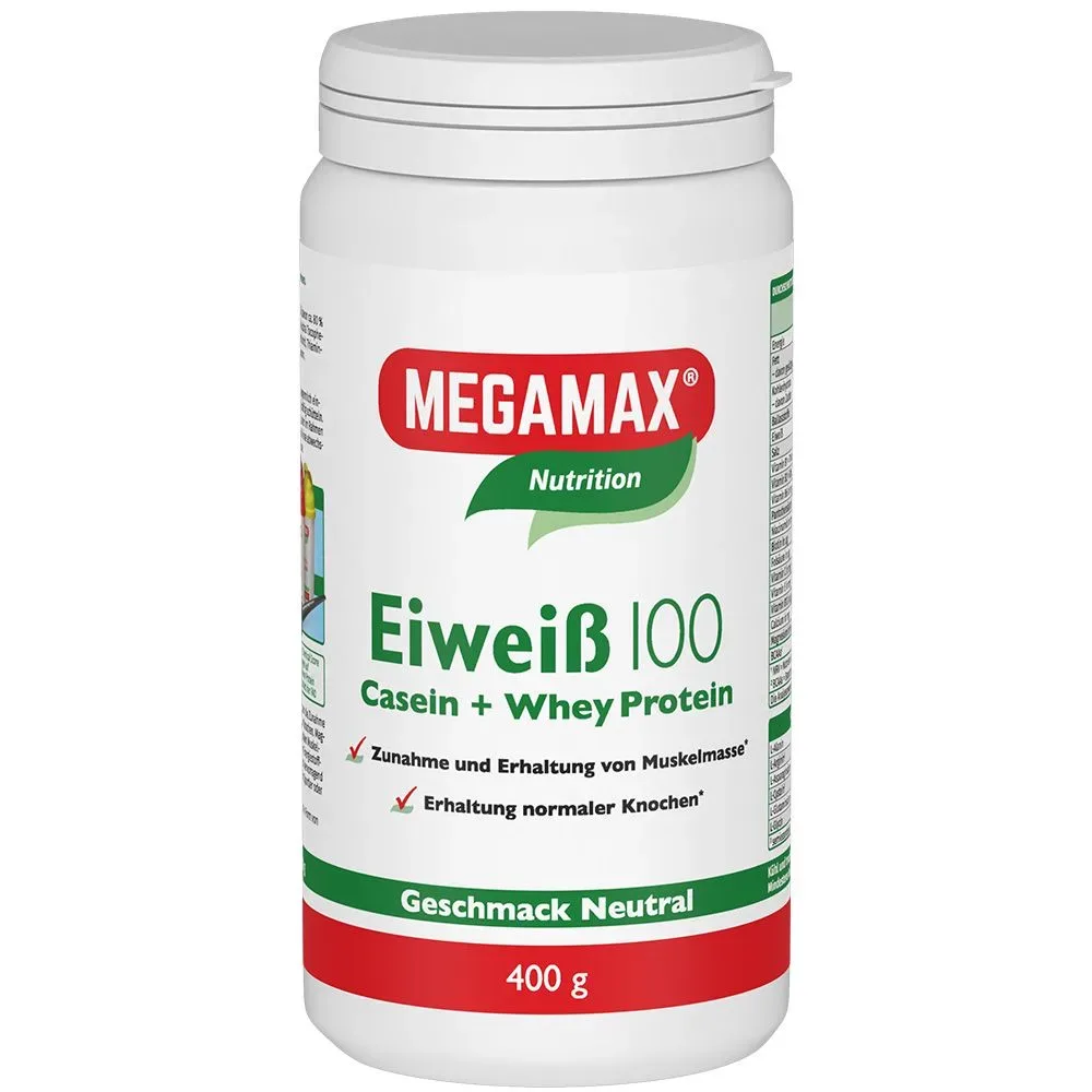 MEGAMAX Eiweiß 100 Casein + Whey Protein Neutral 400 g Pulver