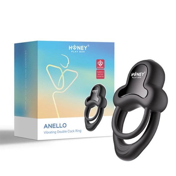 Anello Vibrating Double Cock Ring Black