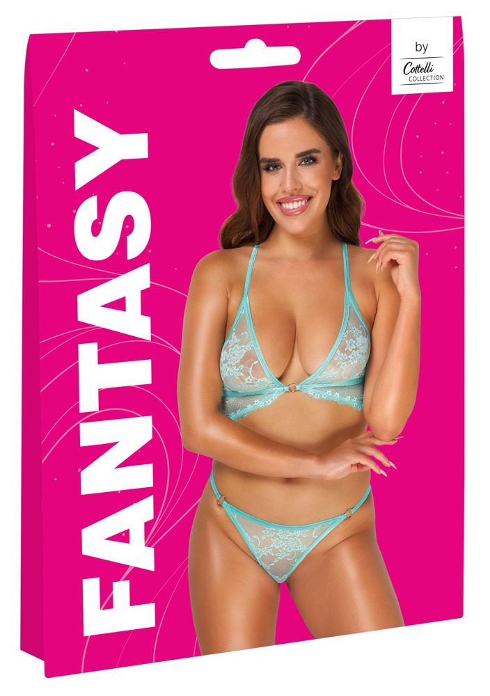 Dessous-Set aus mintfarbener Spitze