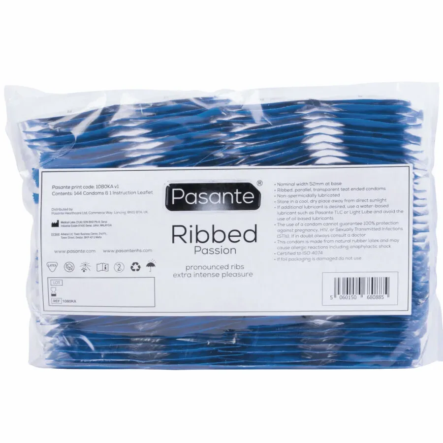 Pasante Ribbed Passion Kondome 144 Stück