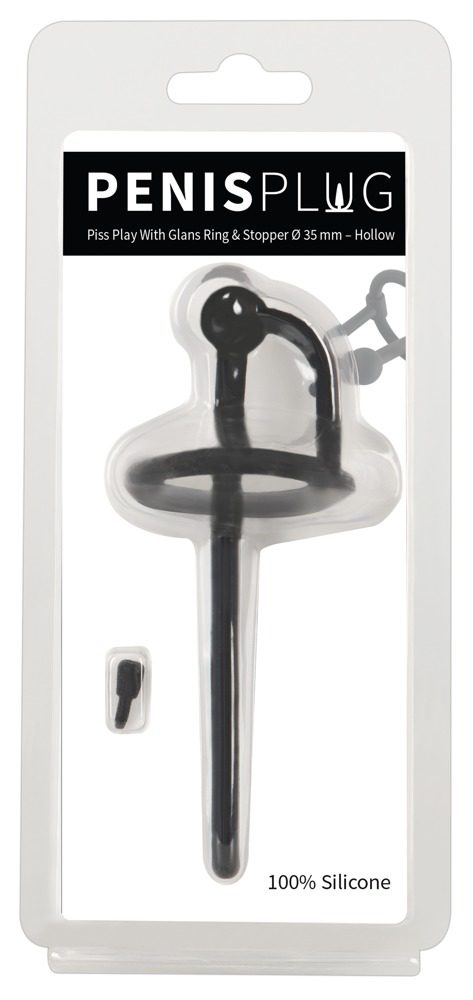 Penisplug ?Piss Play with Stopper? mit Eichelring, komplett aus Silikon