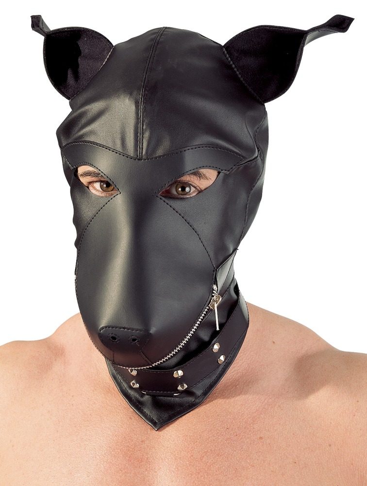 Kopfmaske ?Dog? aus weichem Lederimitat