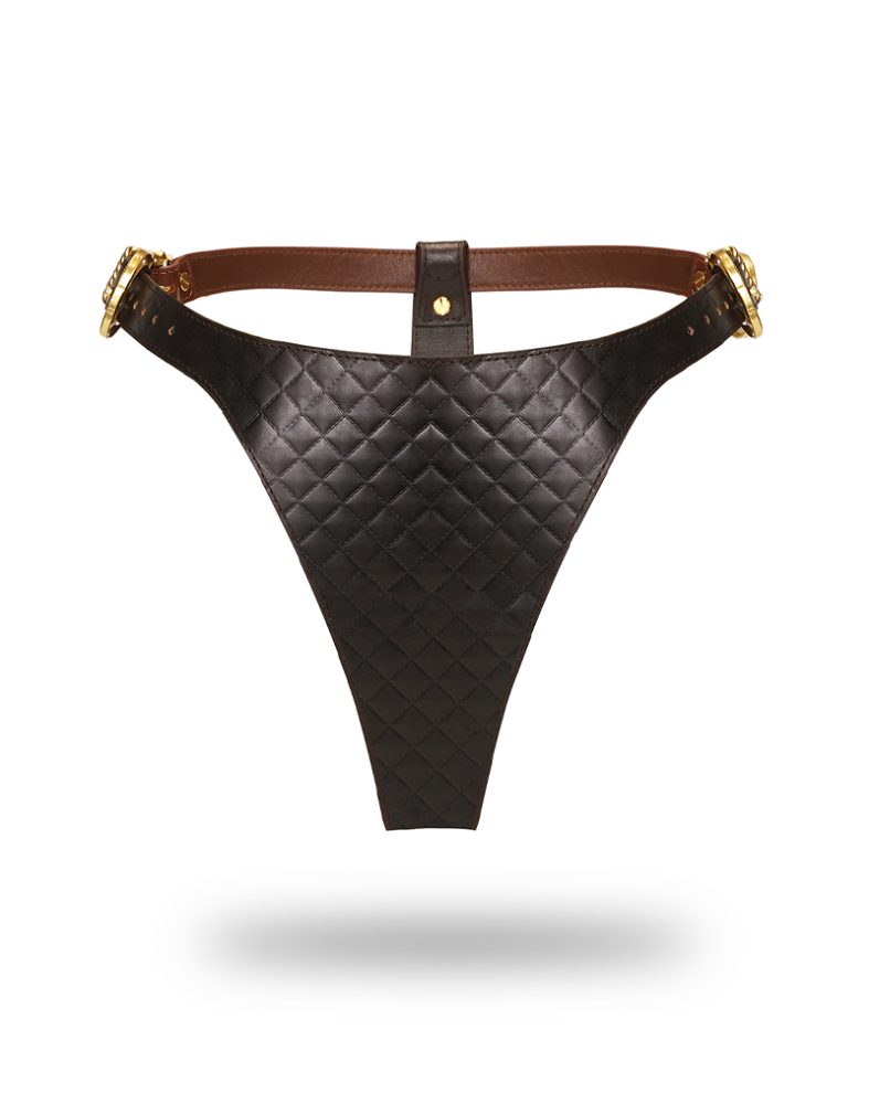 Lederstring - Schwarz, Braun & Gold