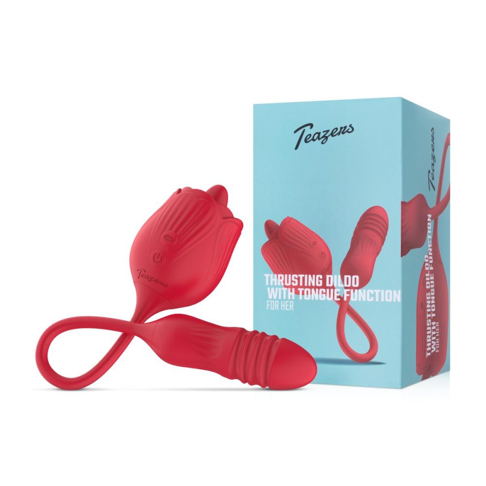 Teazers Thrusting Dildo with Tongue