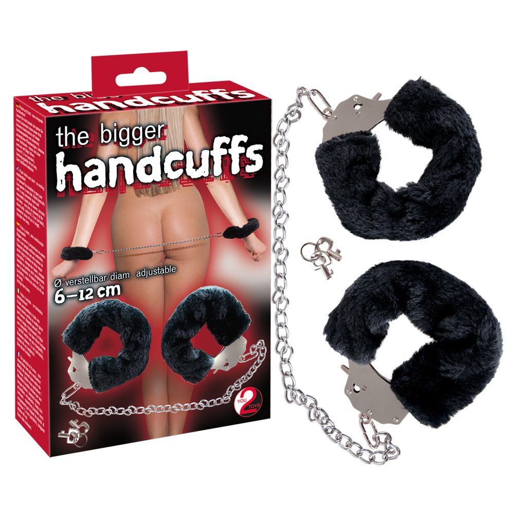 Handschellen ?the bigger handcuffs? mit Plüsch und langer Kette