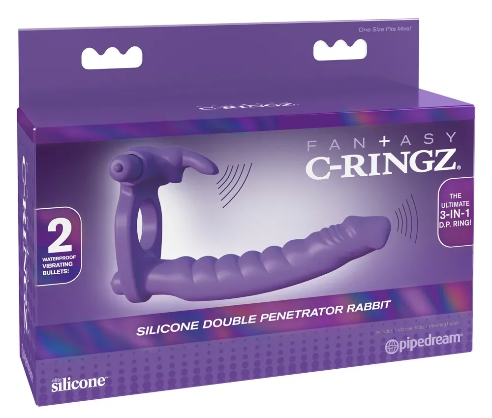 Vibro-Penisring ?Silicone Double Penetrator Rabbit? mit Analdildo