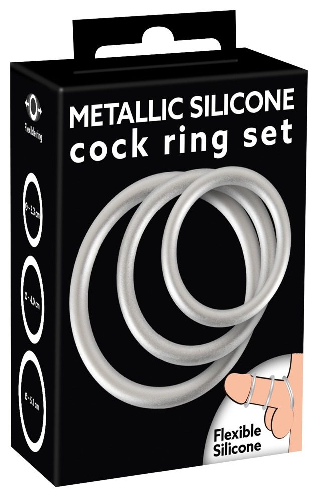 3-teiliges Penisring-Set ?Metallic Silicone Cock Ring Set?, aus Silikon