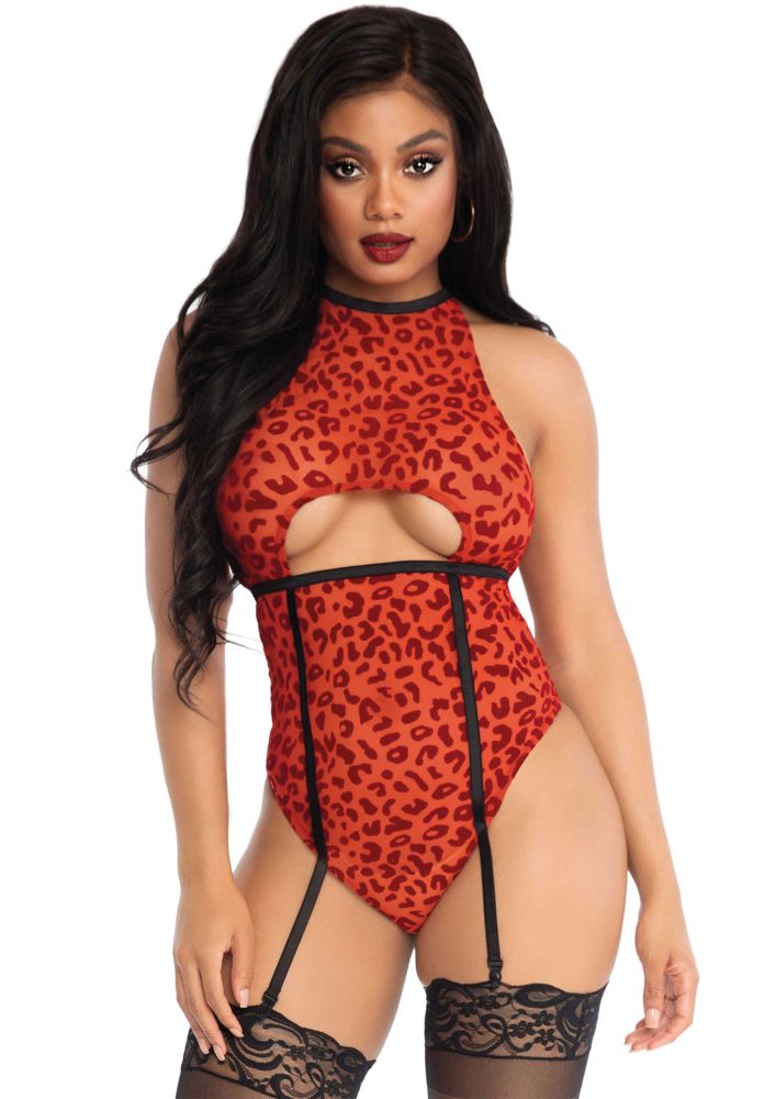 Leg Avenue Sheer backless garter teddy