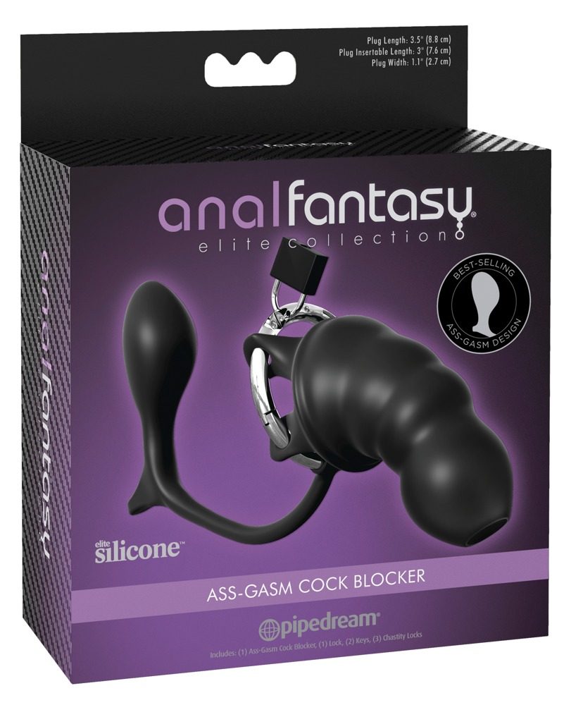 Peniskäfig ?Ass-Gasm Cock Blocker? mit Analplug