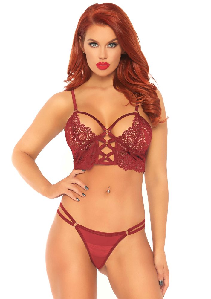Leg Avenue Lace bralette with sheer thong