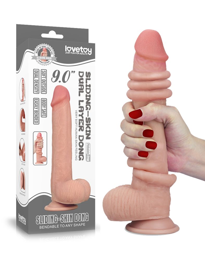 Realistic Sliding Skin Dildo 9"
