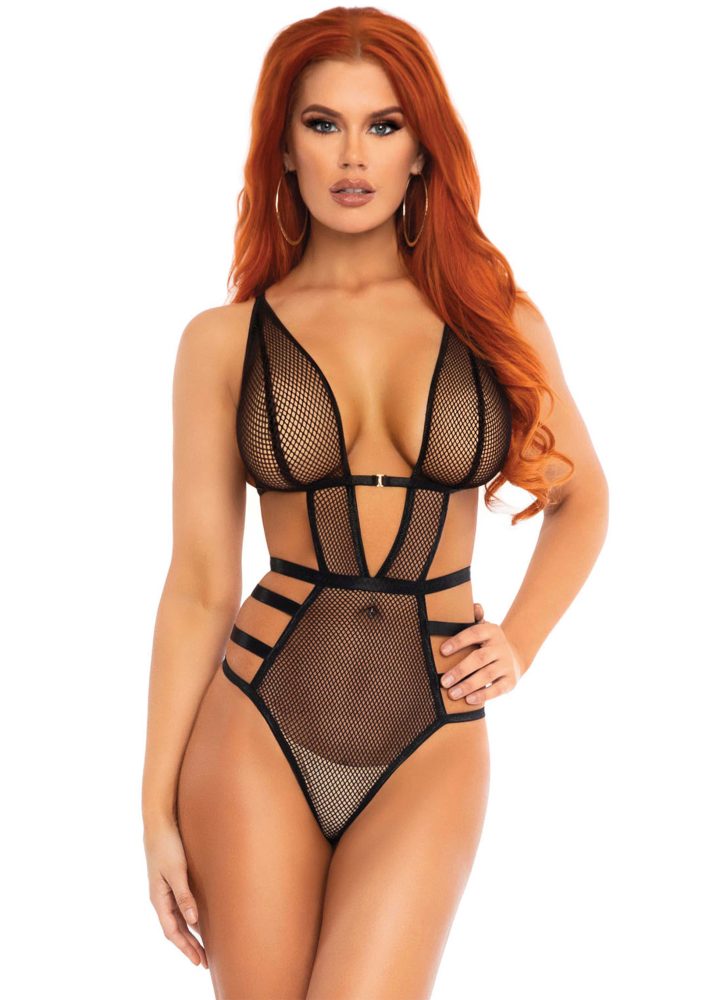 Leg Avenue Net cut out g-string teddy