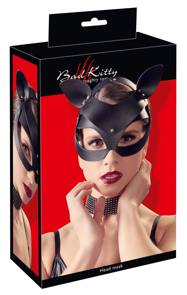 Bad-Kitty - Black Cat Augenmaske - Schwarz - Leder