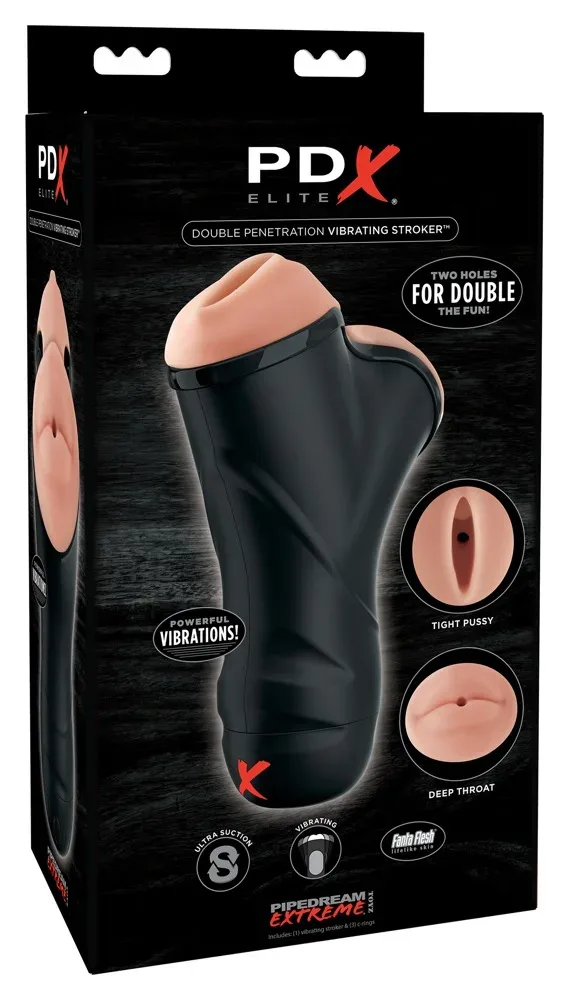Masturbator ?Double Penetration Vibrating Stroker? mit 2 Öffnungen