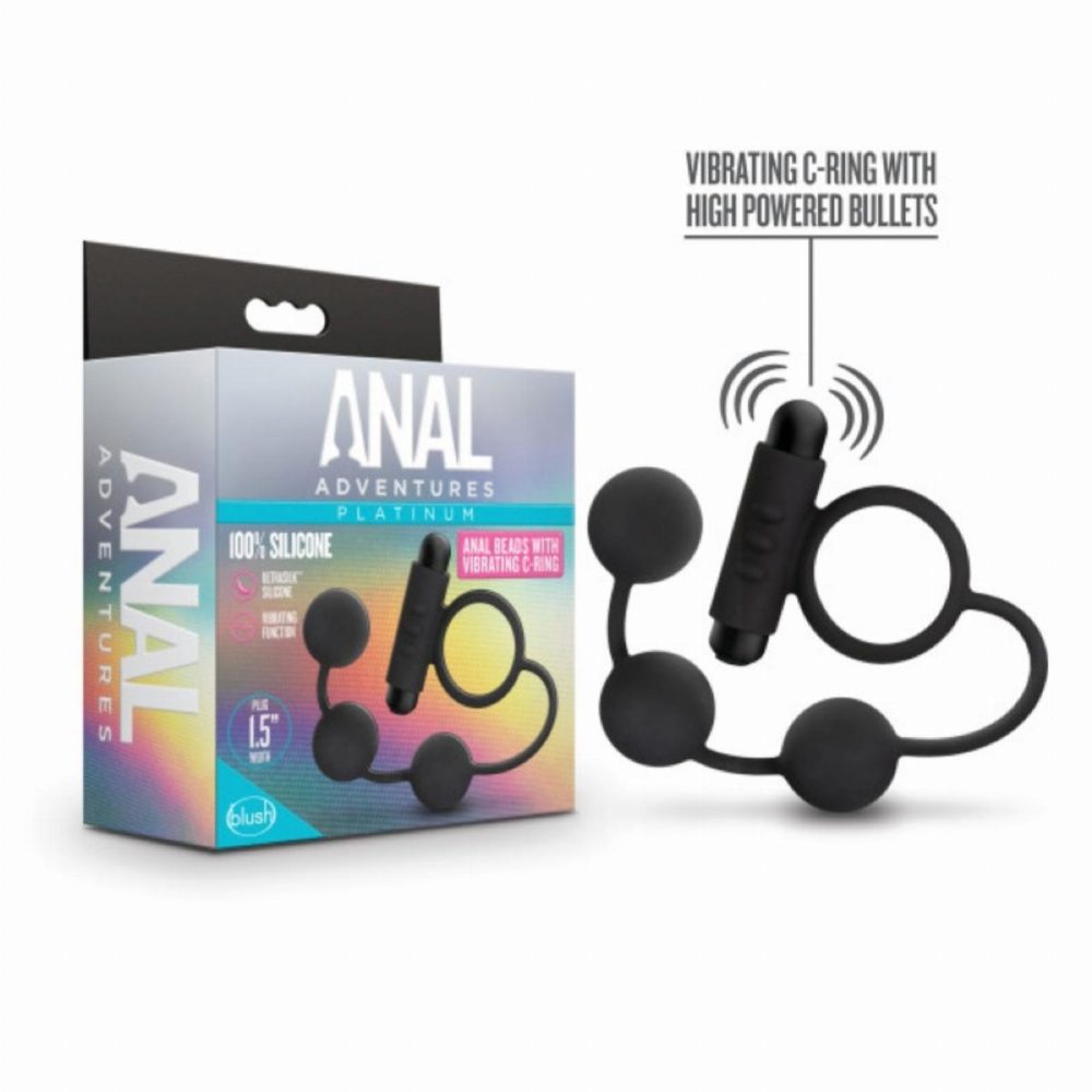 Anal Adventures Platinum Analperlen mit vibrierendem Penisring