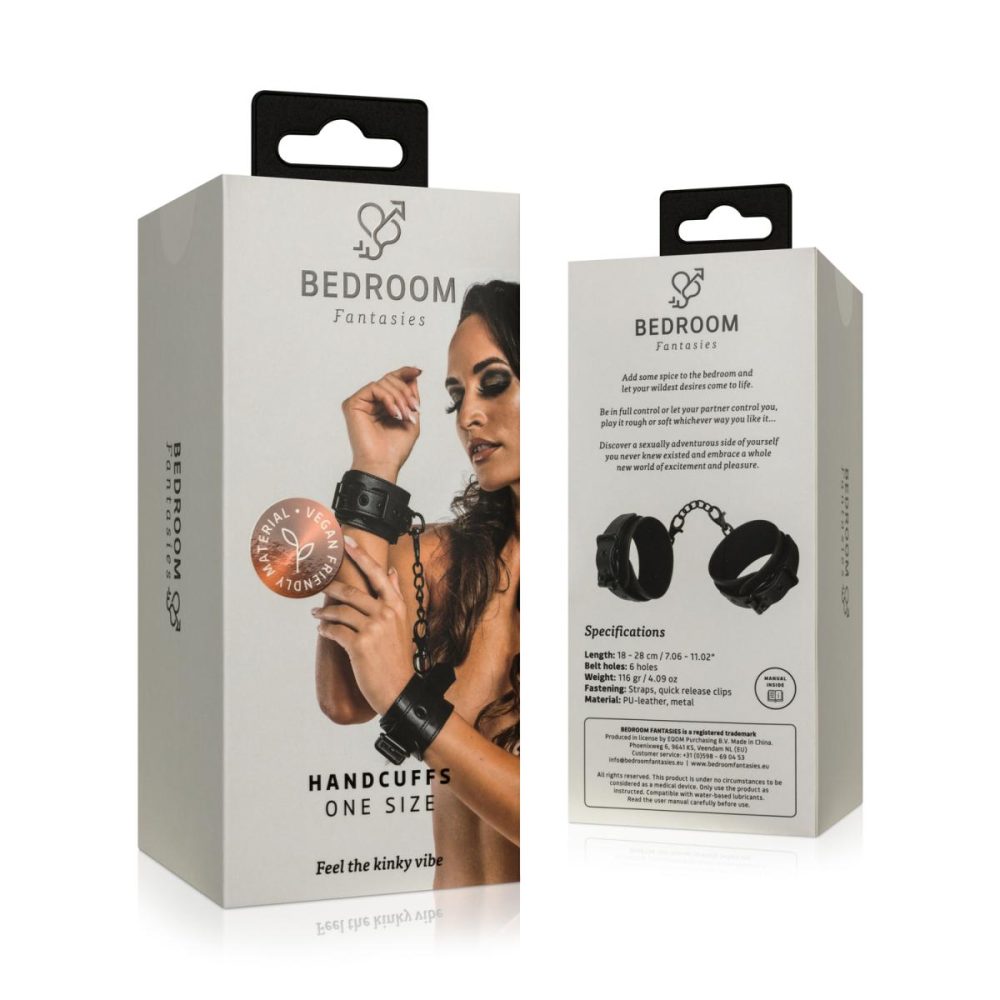 Kunstleder-Handschellen Schwarz