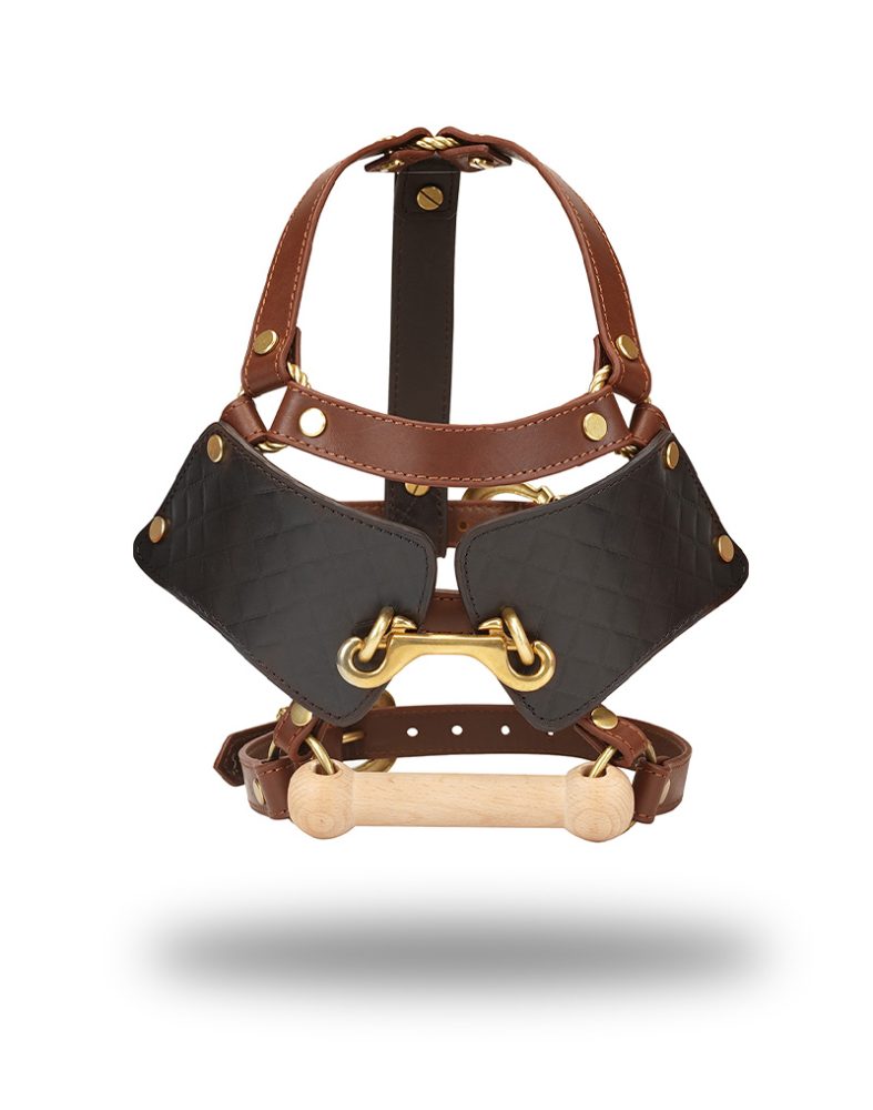 Leder Blinders mit Knebel - Schwarz, Braun & Gold