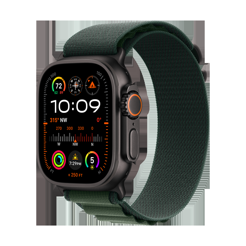 Apple Watch Ultra 2 49mm Black Titanium Case Dark Green Alp Loop  Medium 64GB Dark Green Alp Loop - Medium