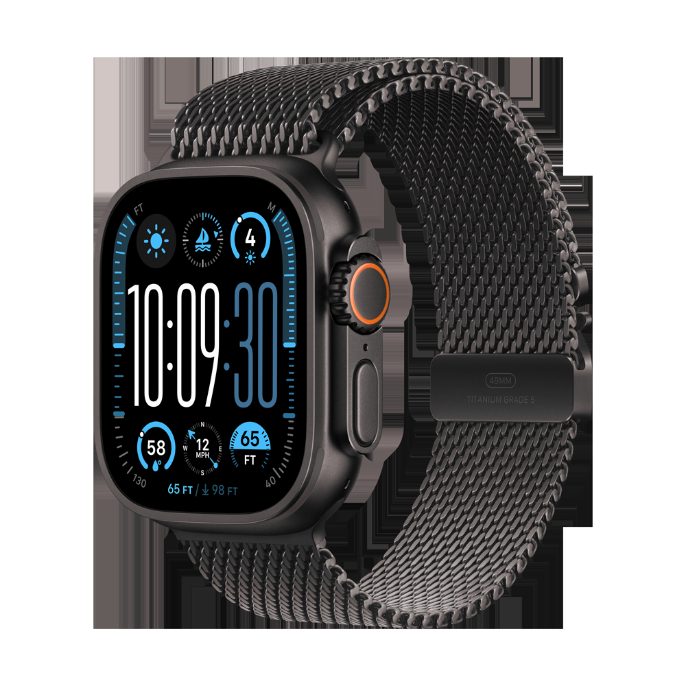 Apple Watch Ultra 2 49mm Black Titanium Case Black Titanium Milan Loop  M 64GB Black Titanium Milan Loop - M