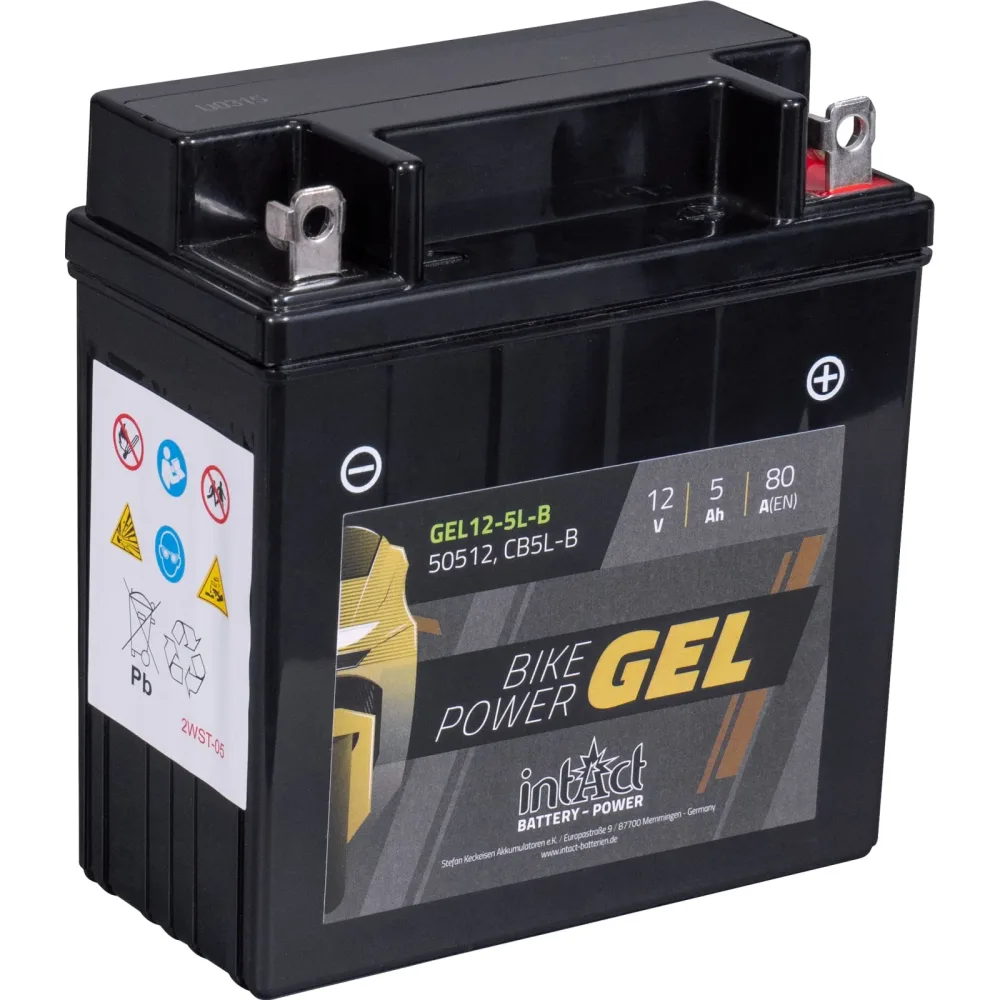 intAct Batterie Bike Power Gel geschlossen B5L-B  12 Volt, 5Ah - Motorradteile & Ersatzteile - Batterien