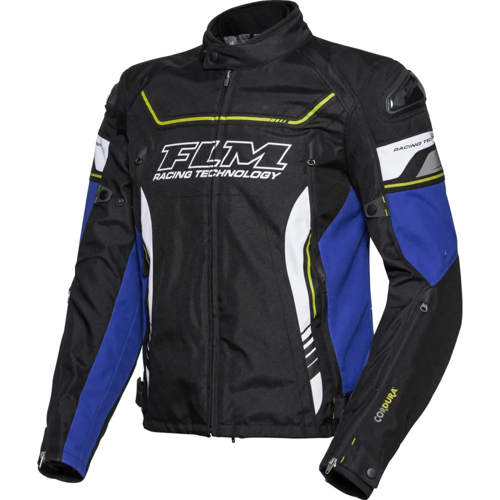 FLM Octane Textiljacke schwarz/blau/weiß/gelb S - Motorradbekleidung - Sport Motorradbekleidung