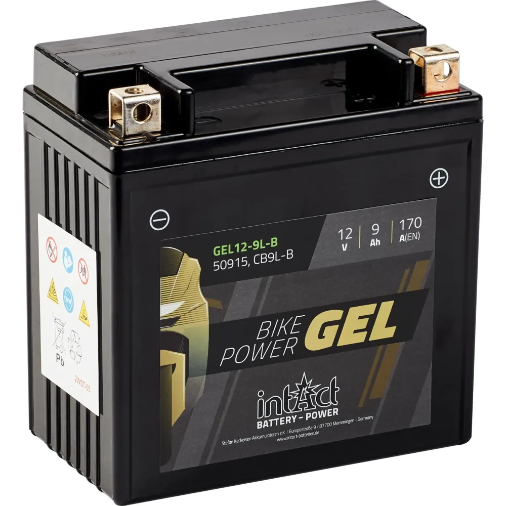 intAct Batterie Bike Power Gel geschlossen B9L-B  12 Volt, 9Ah (CB9 - Motorradteile & Ersatzteile - Batterien