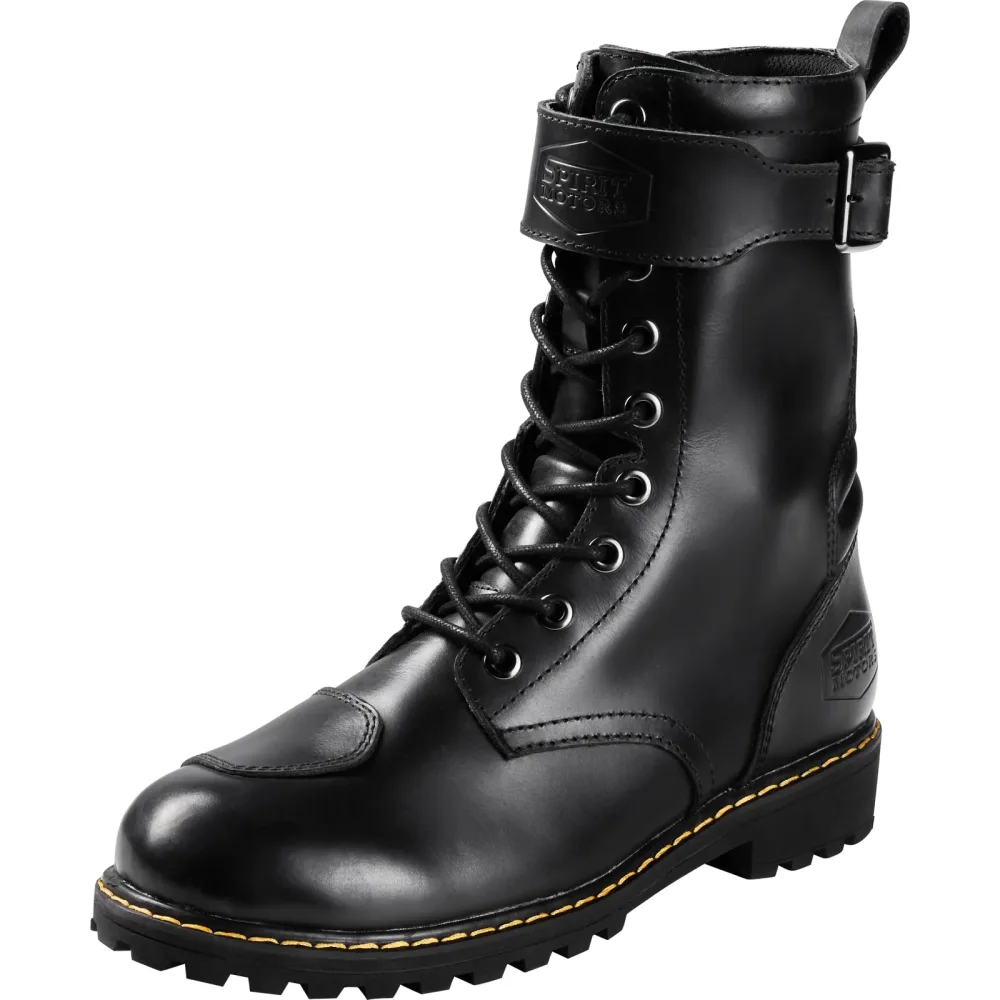 Spirit Motors Charly Redwood WP Motorradschnürstiefel lang schwarz - Motorradbekleidung - Café Racer Motorradbekleidung