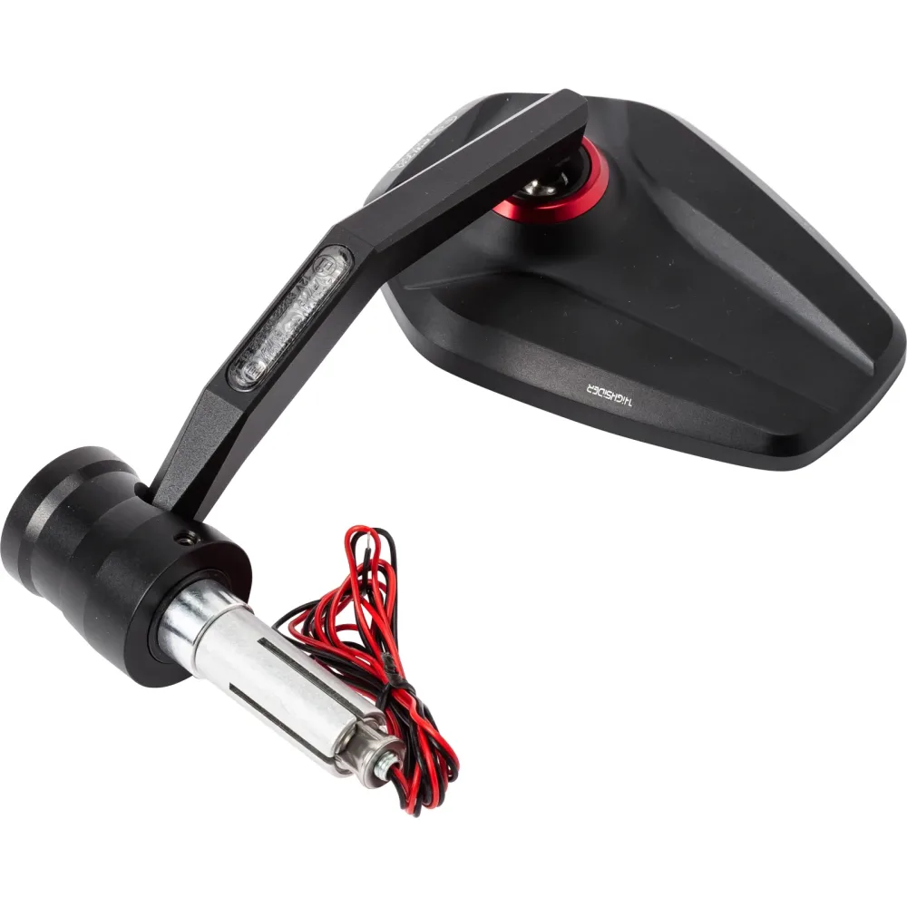 Highsider Lenkerendenspiegel/Blinker für 12-21mm Polo-Edition schwarz - Motorradteile & Ersatzteile - Motorradspiegel