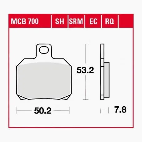 TRW Lucas Bremsbeläge organisch MCB700  50,2x53,2x7,8mm - Motorradteile & Ersatzteile - Bremsen
