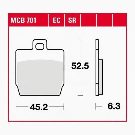 TRW Lucas Bremsbeläge organisch ECO MCB701EC 45,2x52,5x6,3mm - Motorradteile & Ersatzteile - Bremsen