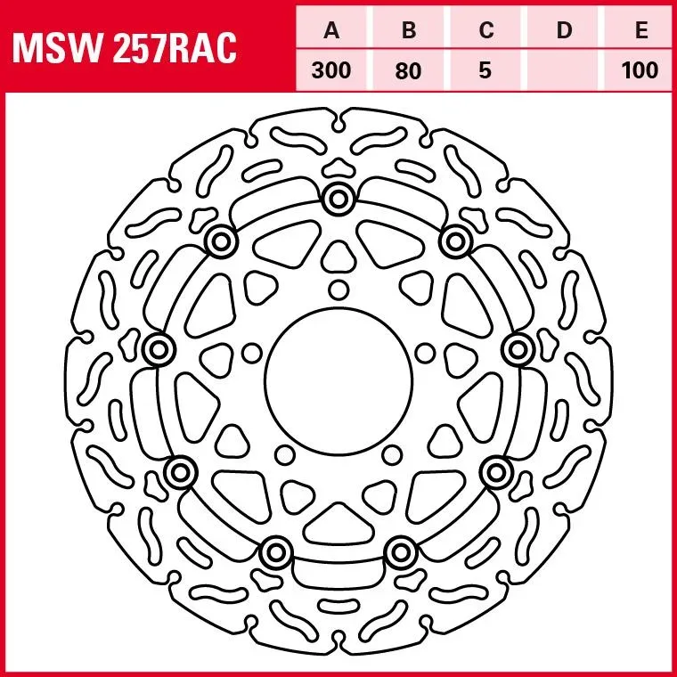 TRW Lucas Bremsscheibe RAC schwimmend MSW257RAC 300/80/100/5mm - Motorradteile & Ersatzteile - Bremsen
